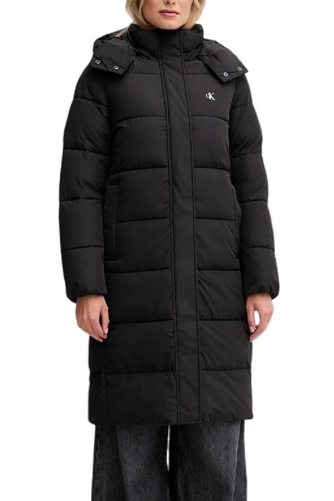CALVIN KLEIN JEANS MONOLOGO NON-DOWN LONG PUFFER ΜΠΟΥΦΑΝ ΓΥΝΑΙΚΕΙΟ BLACK
