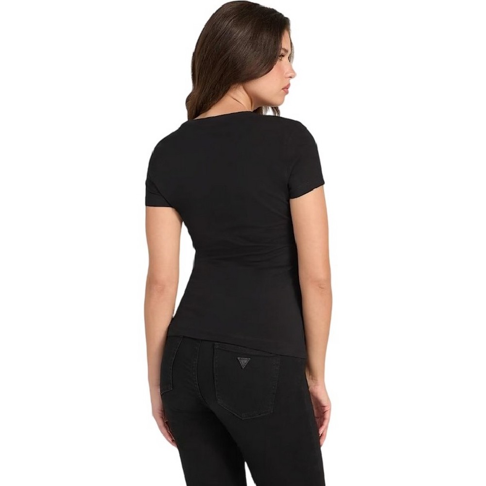 GUESS LOGO HOT FIX TEE T-SHIRT ΜΠΛΟΥΖΑ ΓΥΝΑΙΚΕΙΑ BLACK