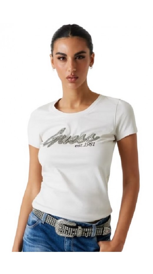 GUESS LOGO HOT FIX TEE T-SHIRT ΜΠΛΟΥΖΑ ΓΥΝΑΙΚΕΙΑ WHITE