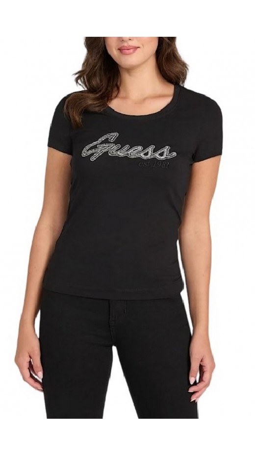 GUESS LOGO HOT FIX TEE T-SHIRT ΜΠΛΟΥΖΑ ΓΥΝΑΙΚΕΙΑ BLACK