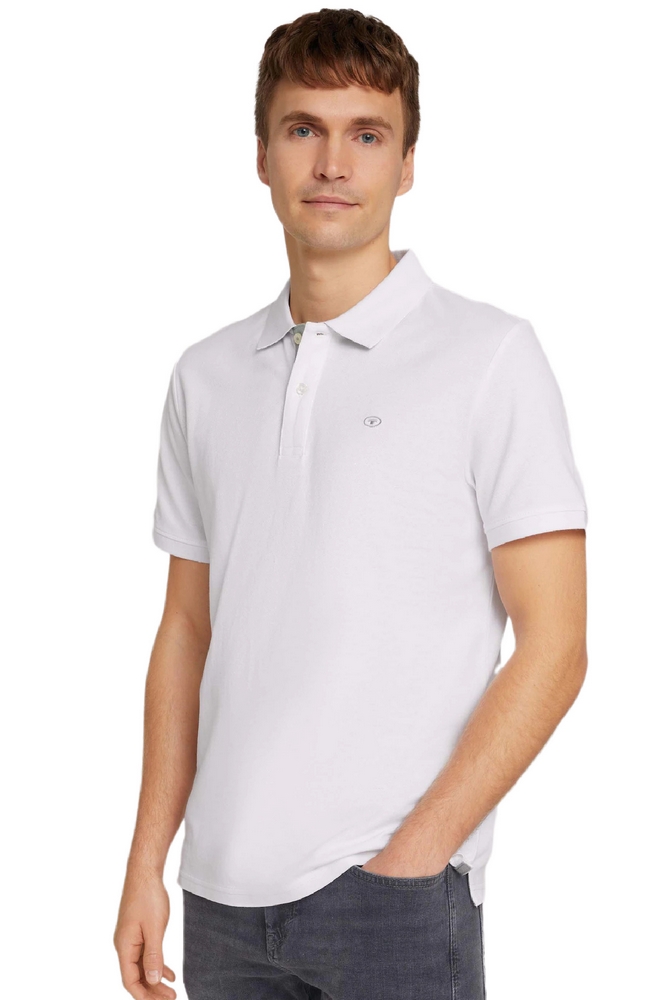 ΜΠΛΟΥΖΑ POLO BACIC WITH CONTRAST  ΑΝΔΡΙΚΗ TOM TAILOR WHITE