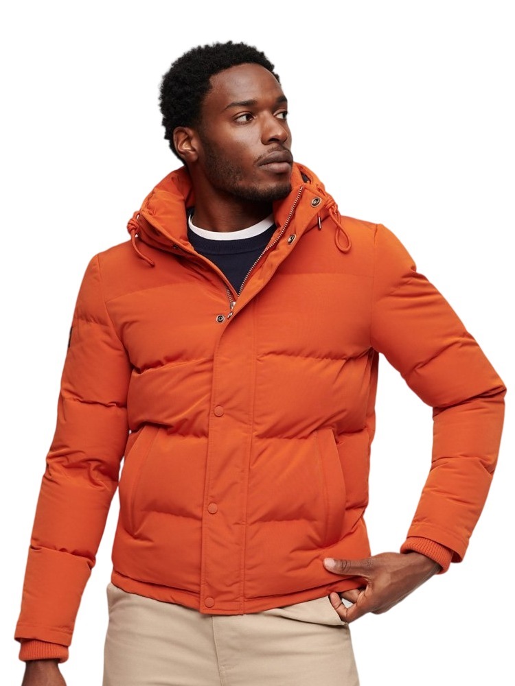 SUPERDRY EVEREST SHORT HOODED PUFFER ΜΠΟΥΦΑΝ ΑΝΔΡΙΚΟ ORANGE