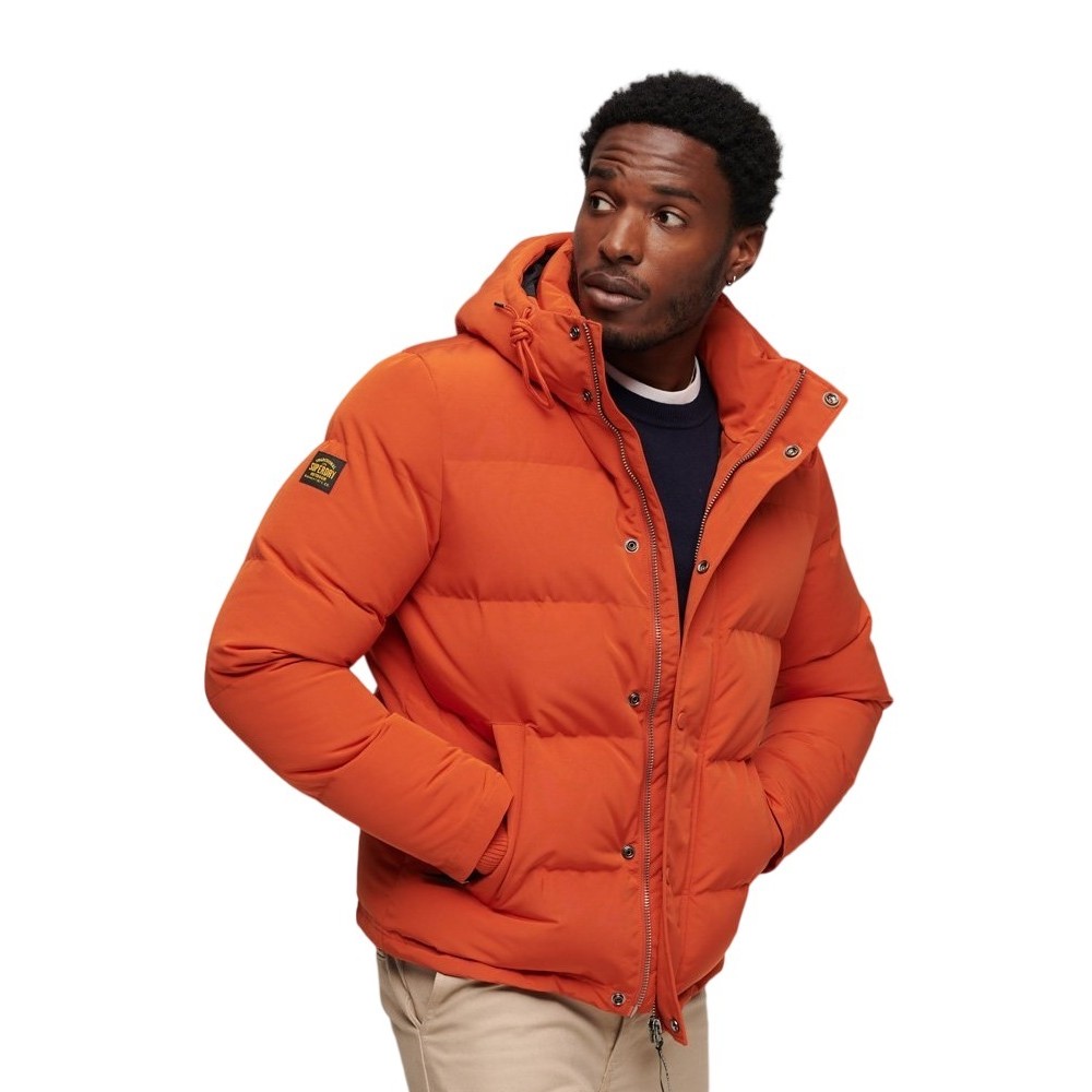 SUPERDRY EVEREST SHORT HOODED PUFFER ΜΠΟΥΦΑΝ ΑΝΔΡΙΚΟ ORANGE