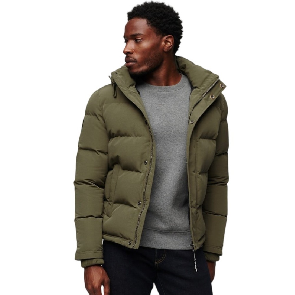 SUPERDRY EVEREST SHORT HOODED PUFFER ΜΠΟΥΦΑΝ ΑΝΔΡΙΚΟ KHAKI