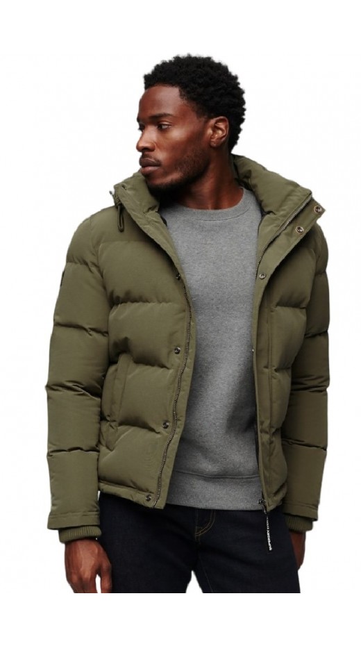 SUPERDRY EVEREST SHORT HOODED PUFFER ΜΠΟΥΦΑΝ ΑΝΔΡΙΚΟ KHAKI