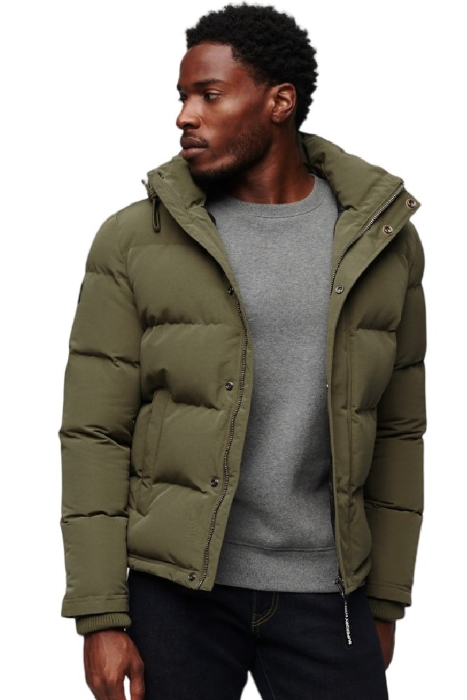 SUPERDRY EVEREST SHORT HOODED PUFFER ΜΠΟΥΦΑΝ ΑΝΔΡΙΚΟ KHAKI