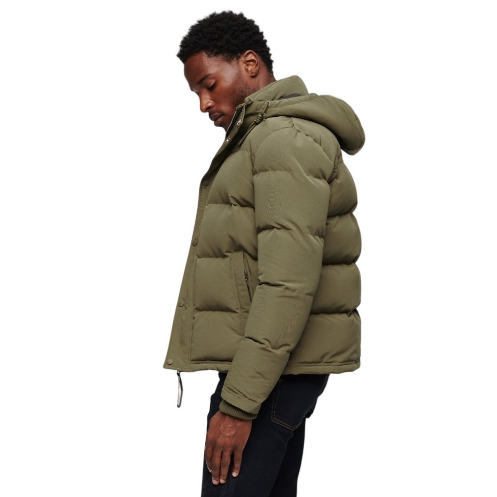 SUPERDRY EVEREST SHORT HOODED PUFFER ΜΠΟΥΦΑΝ ΑΝΔΡΙΚΟ KHAKI