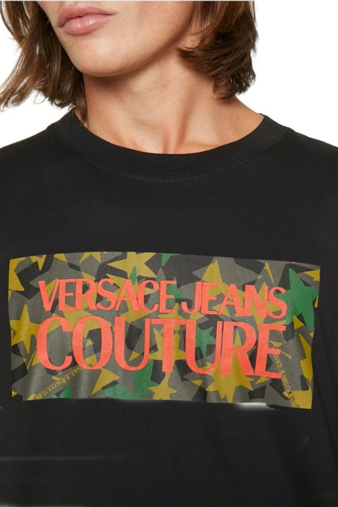 VERSACE JEANS COUTURE O LOGO SQUARE CAMO T-SHIRT ΑΝΔΡΙΚΟ BLACK