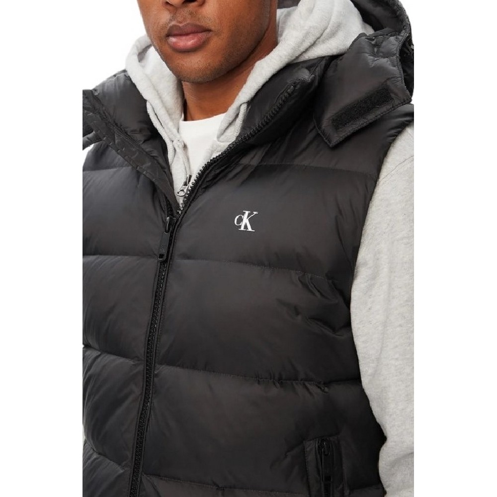 CALVIN KLEIN JEANS SVLS NYLON ZIP OFF HOOD DOWN PUF ΑΜΑΝΙΚΟ ΜΠΟΥΦΑΝ ΑΝΔΡΙΚΟ BLACK