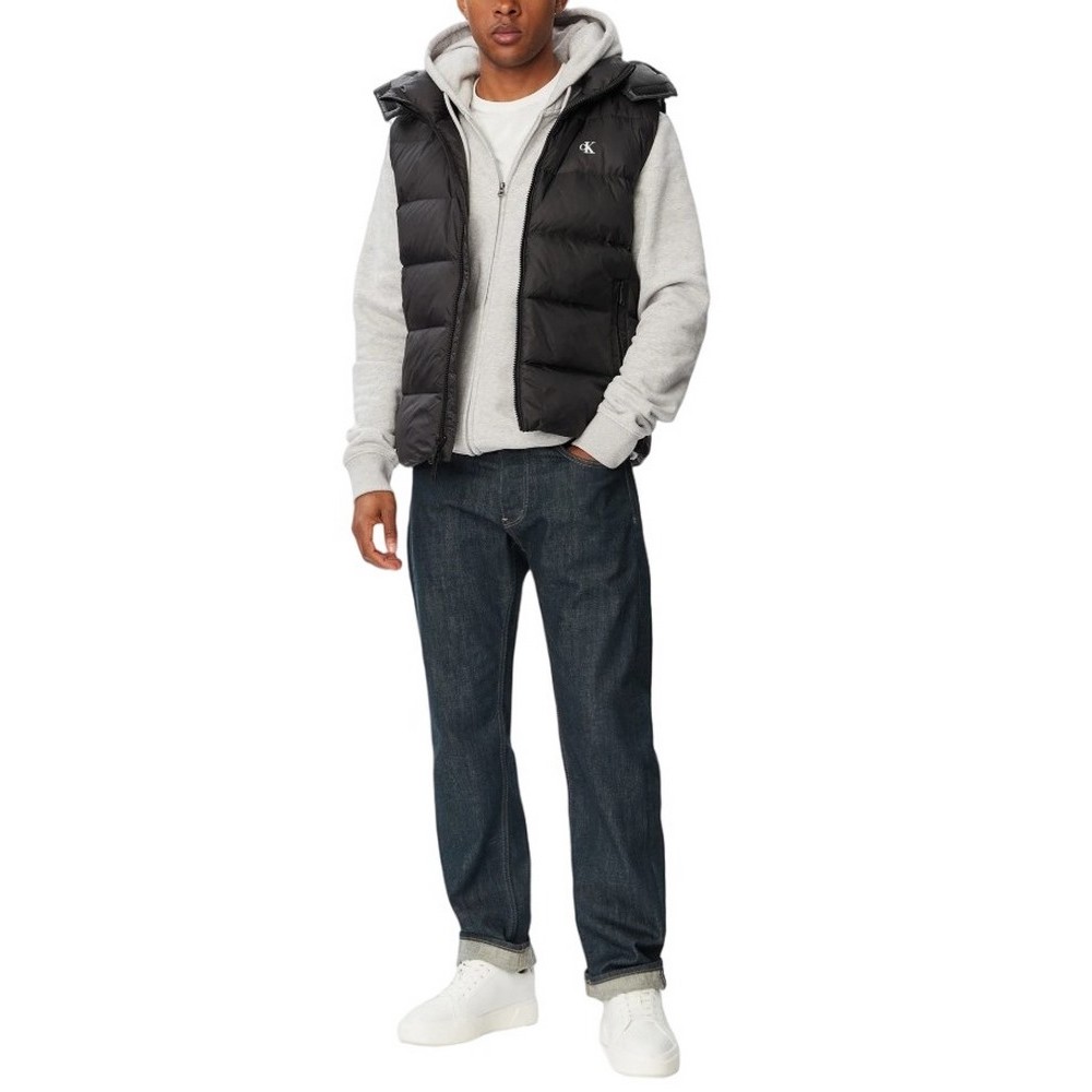 CALVIN KLEIN JEANS SVLS NYLON ZIP OFF HOOD DOWN PUF ΑΜΑΝΙΚΟ ΜΠΟΥΦΑΝ ΑΝΔΡΙΚΟ BLACK