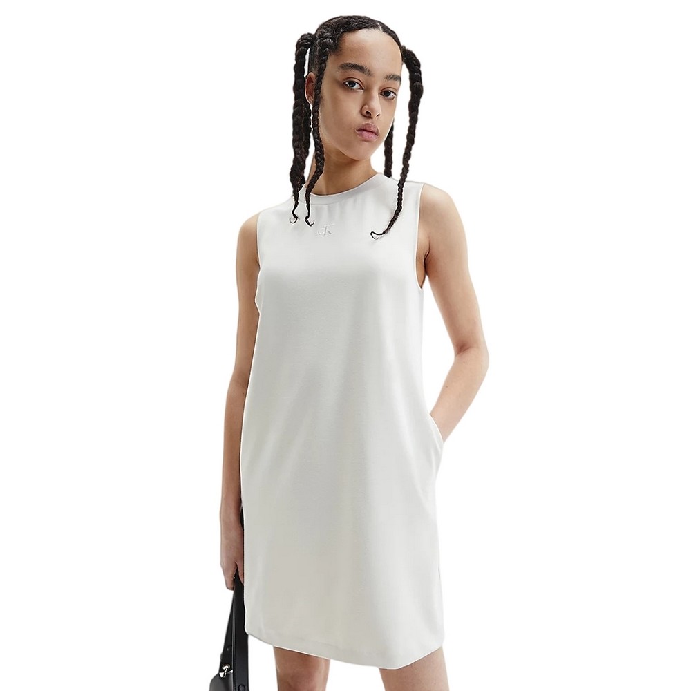 CALVIN KLEIN  JEANS CK SLEEVELESS MILANO DRESS ECRU