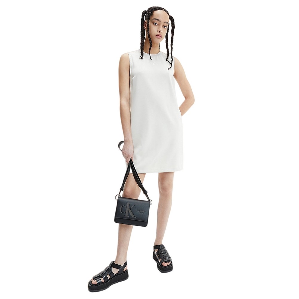 CALVIN KLEIN  JEANS CK SLEEVELESS MILANO DRESS ECRU