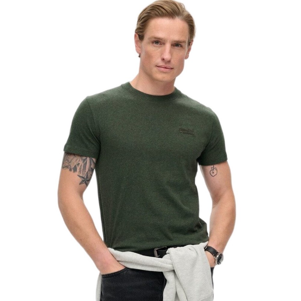 SUPERDRY D1 OVIN ESSENTIAL LOGO EMB TEE T-SHIRT ΜΠΛΟΥΖΑ ΑΝΔΡΙΚΗ GREEN
