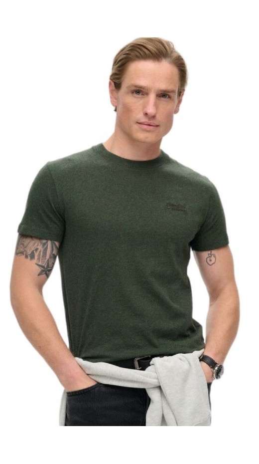SUPERDRY D1 OVIN ESSENTIAL LOGO EMB TEE T-SHIRT ΜΠΛΟΥΖΑ ΑΝΔΡΙΚΗ GREEN
