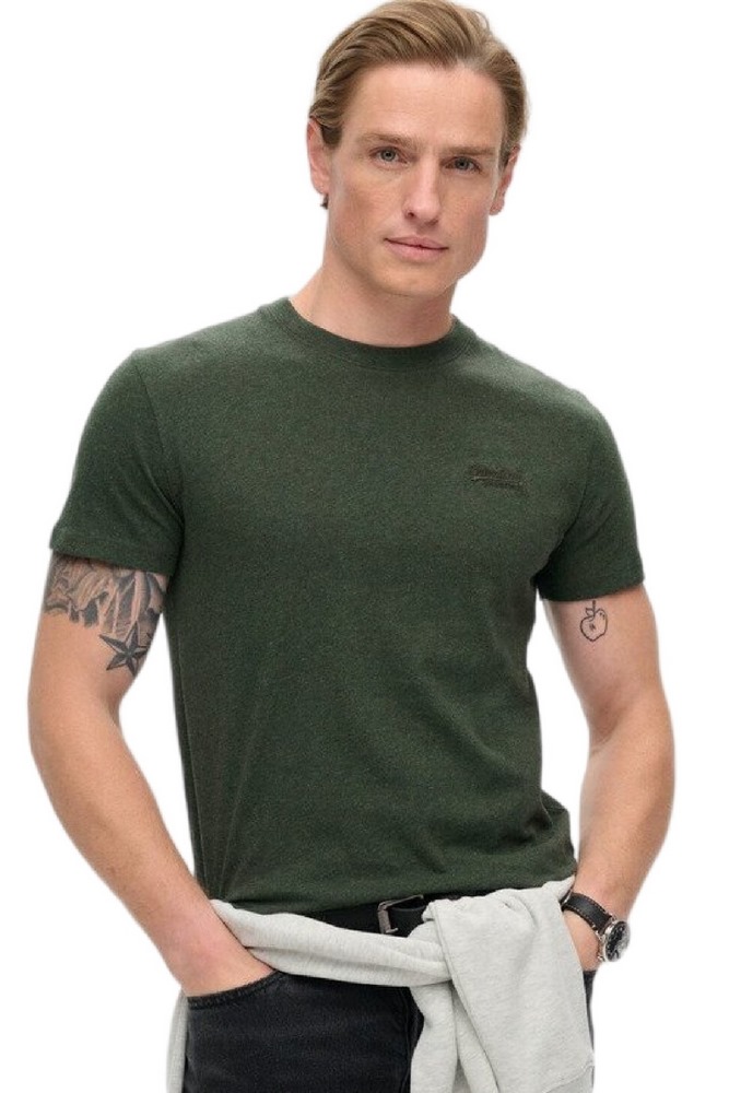 SUPERDRY D1 OVIN ESSENTIAL LOGO EMB TEE T-SHIRT ΜΠΛΟΥΖΑ ΑΝΔΡΙΚΗ GREEN