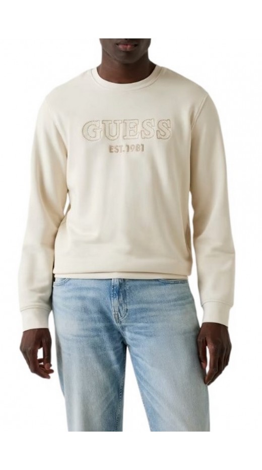 GUESS BEAU CN SWEATSHIRT ΦΟΥΤΕΡ ΑΝΔΡΙΚΟ ECRU
