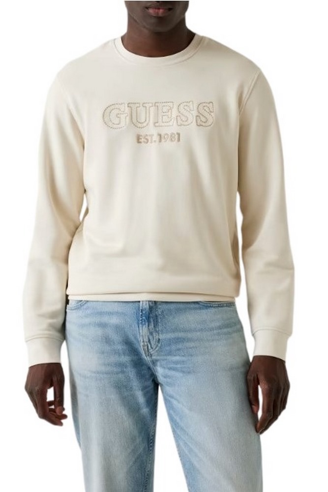 GUESS BEAU CN SWEATSHIRT ΦΟΥΤΕΡ ΑΝΔΡΙΚΟ ECRU