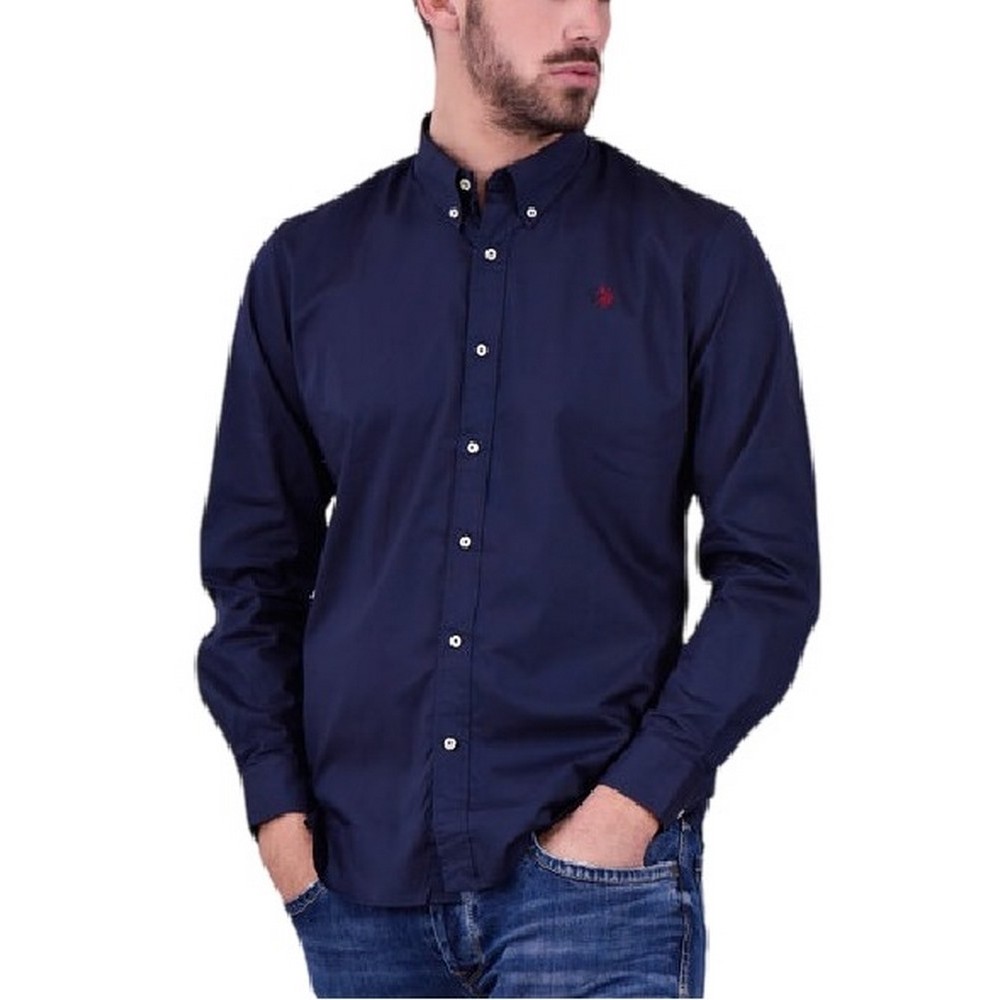 U.S.POLO ZED 000190 EH03 SHIRT LS SLIM FIT FC ΠΟΥΚΑΜΙΣΟ ΑΝΔΡΙΚΟ NAVY
