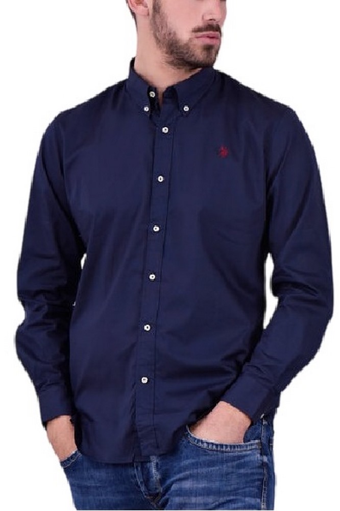 U.S.POLO ZED 000190 EH03 SHIRT LS SLIM FIT FC ΠΟΥΚΑΜΙΣΟ ΑΝΔΡΙΚΟ NAVY