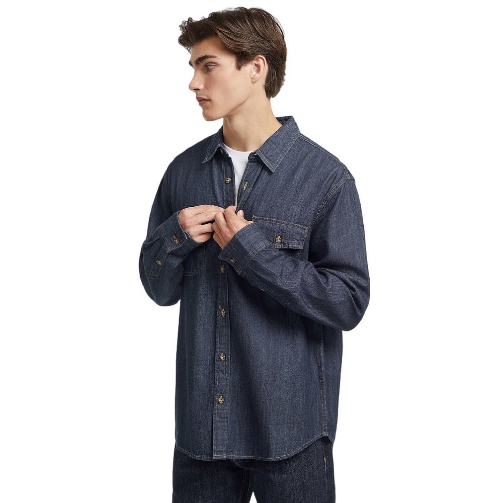GUESS JEANS REGULAR LS DENIM SHIRT ΠΟΥΚΑΜΙΣΟ ΑΝΔΡΙΚΟ BLUΕ DENIM