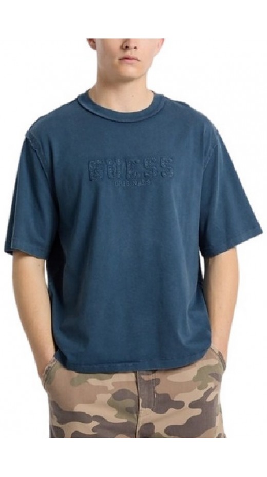 GUESS APPLIQUE BOXY TEE T-SHIRT ΜΠΛΟΥΖΑ ΑΝΔΡΙΚΗ BLUE