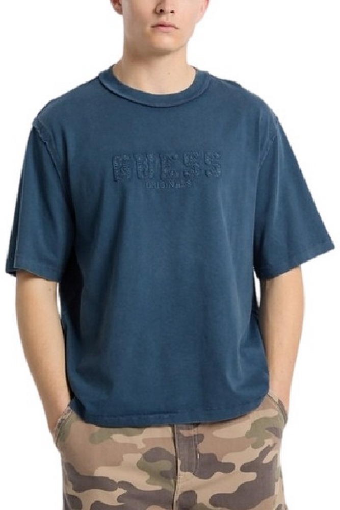 GUESS APPLIQUE BOXY TEE T-SHIRT ΜΠΛΟΥΖΑ ΑΝΔΡΙΚΗ BLUE