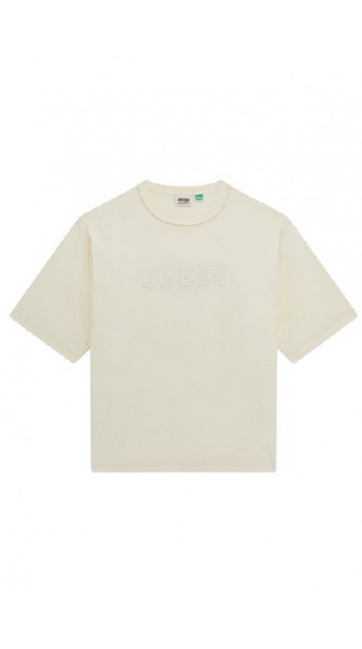 GUESS APPLIQUE BOXY TEE T-SHIRT ΜΠΛΟΥΖΑ ΑΝΔΡΙΚΗ ECRU