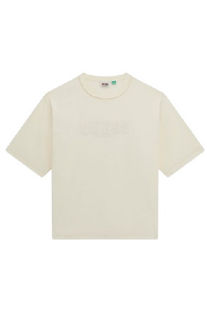 GUESS APPLIQUE BOXY TEE T-SHIRT ΜΠΛΟΥΖΑ ΑΝΔΡΙΚΗ ECRU