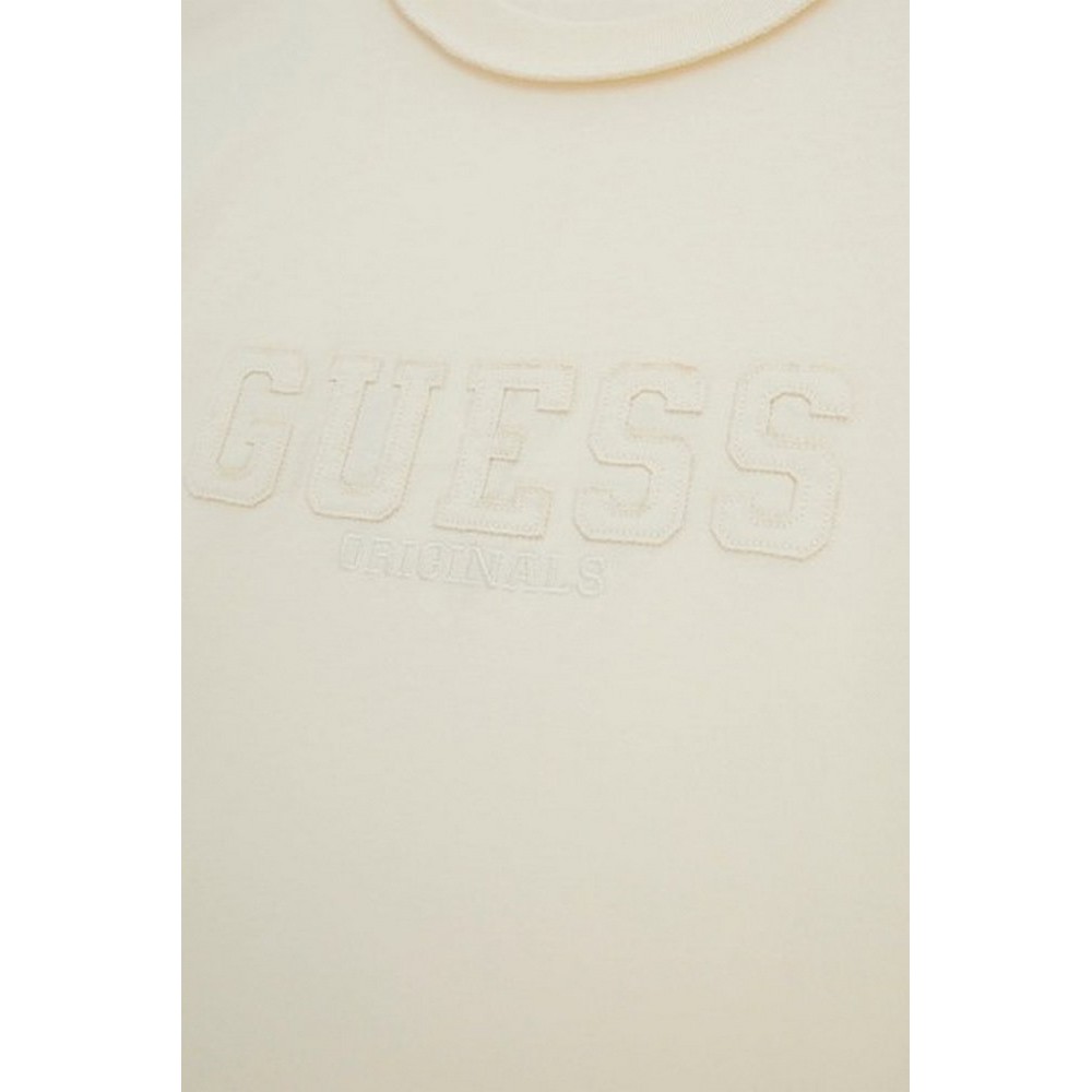 GUESS APPLIQUE BOXY TEE T-SHIRT ΜΠΛΟΥΖΑ ΑΝΔΡΙΚΗ ECRU