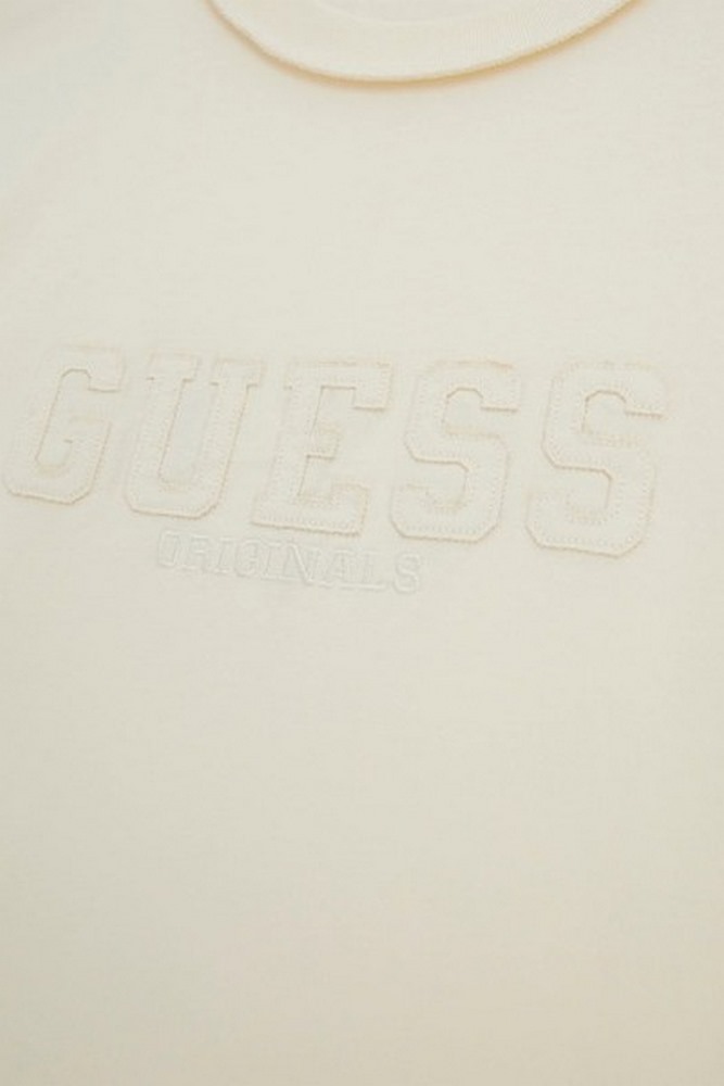 GUESS APPLIQUE BOXY TEE T-SHIRT ΜΠΛΟΥΖΑ ΑΝΔΡΙΚΗ ECRU