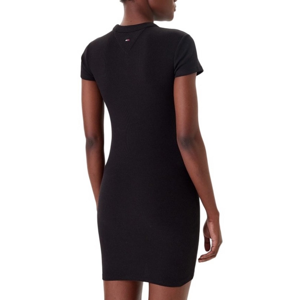 TOMMY JEANS SCRIPT MINI RIB DRESS EXT ΦΟΡΕΜΑ ΓΥΝΑΙΚΕΙΟ BLACK