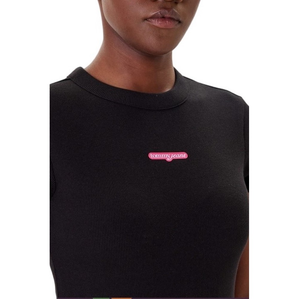 TOMMY JEANS SCRIPT MINI RIB DRESS EXT ΦΟΡΕΜΑ ΓΥΝΑΙΚΕΙΟ BLACK