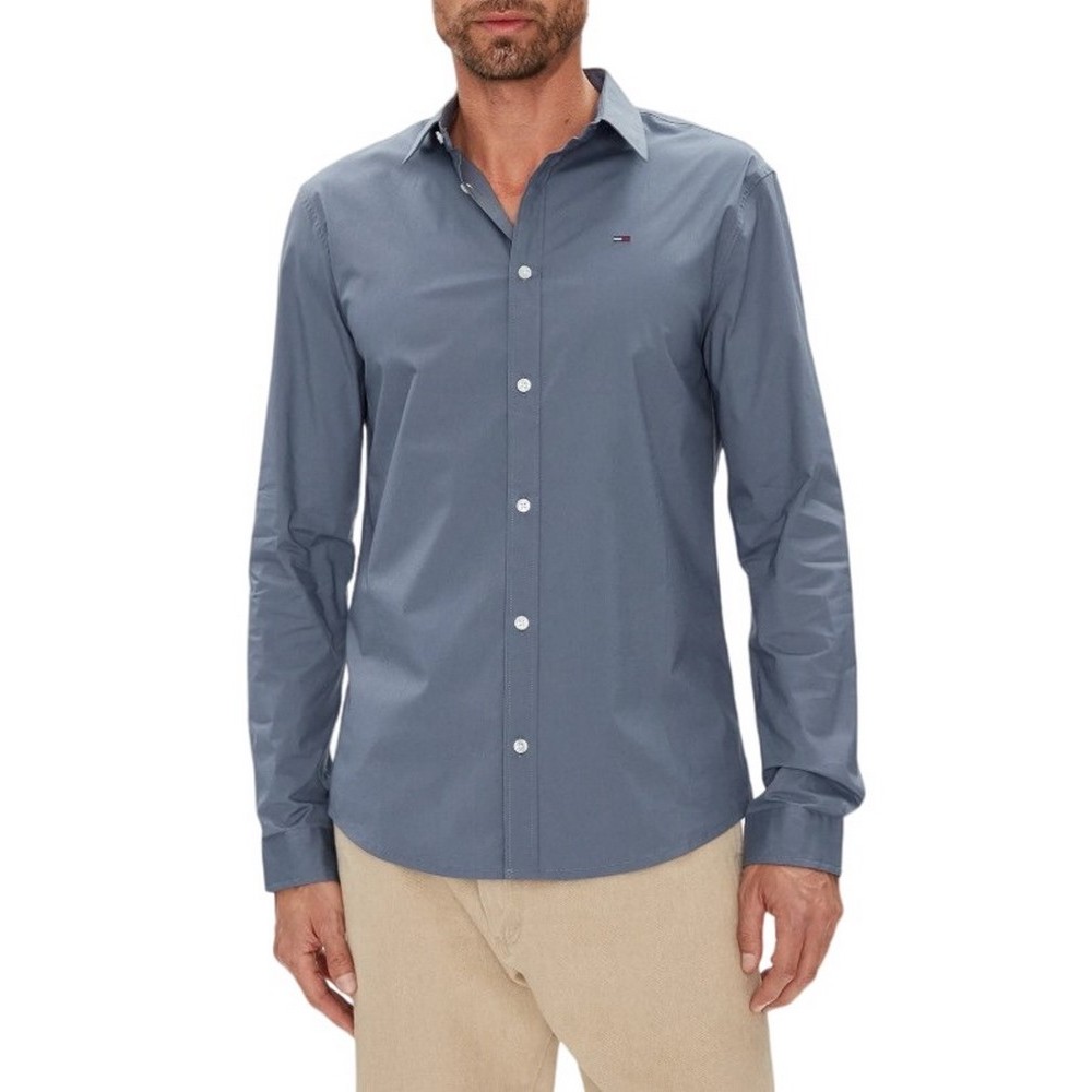 TOMMY JEANS ORIGINAL STRETCH SHIRT ΠΟΥΚΑΜΙΣΟ ΑΝΔΡΙΚΟ BLUE