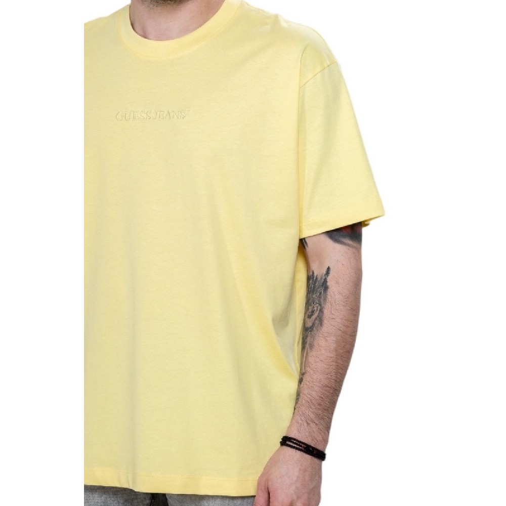 GUESS JEANS CN OS LOGO EMB TEE T-SHIRT ΜΠΛΟΥΖΑ ΑΝΔΡΙΚΗ YELLOW