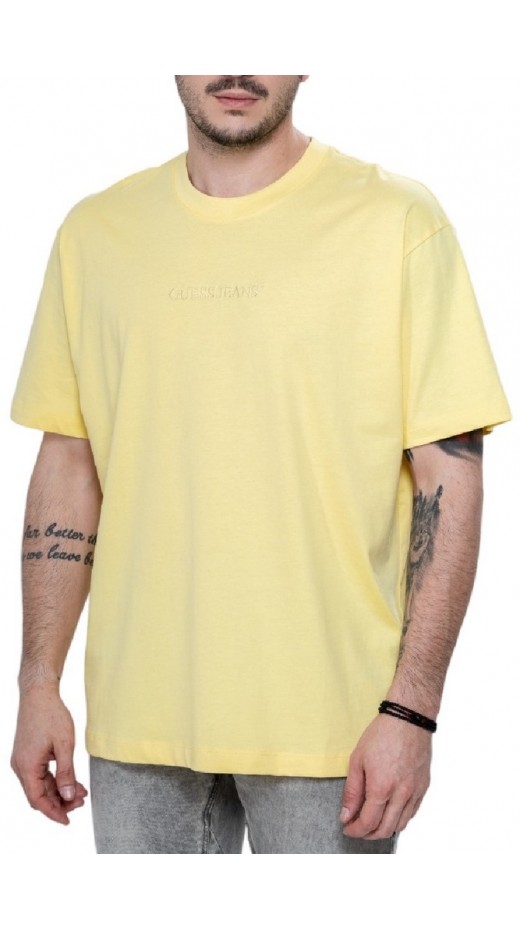 GUESS JEANS CN OS LOGO EMB TEE T-SHIRT ΜΠΛΟΥΖΑ ΑΝΔΡΙΚΗ YELLOW