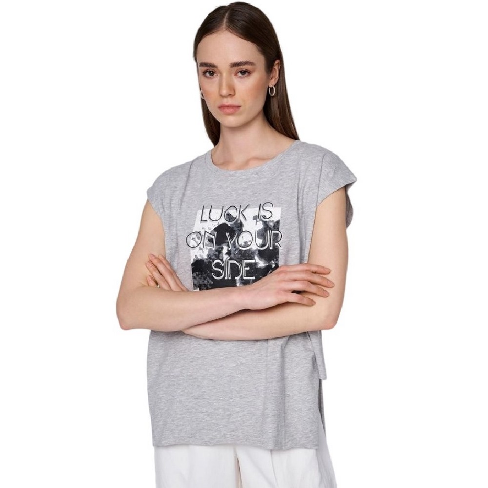 ALE T-SHIRT ΜΠΛΟΥΖΑ ΜΕ ΦΡΑΣΗ ΓΥΝΑΙΚΕΙΑ GREY