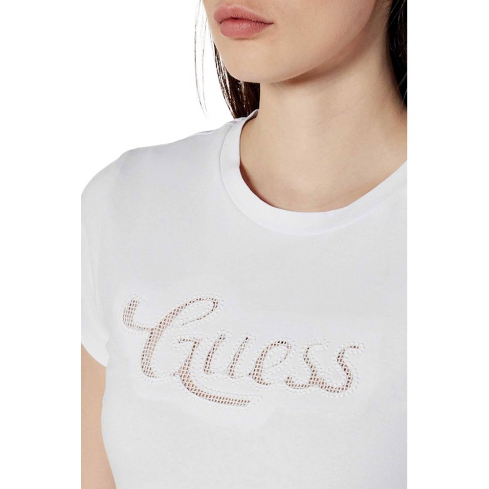 GUESS DOT LOGO R3 TEE T-SHIRT ΜΠΛΟΥΖΑ ΓΥΝΑΙΚΕΙΑ WHITE