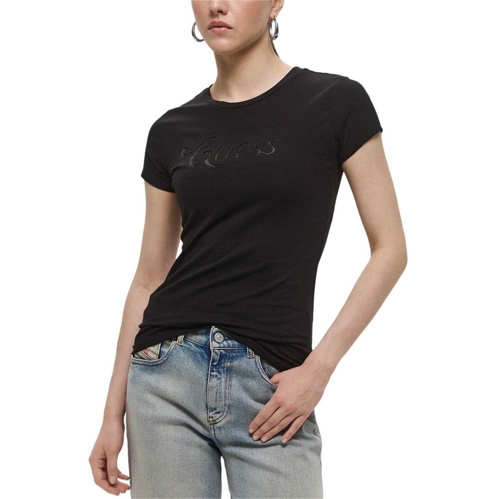 GUESS DOT LOGO R3 TEE T-SHIRT ΜΠΛΟΥΖΑ ΓΥΝΑΙΚΕΙΑ BLACK