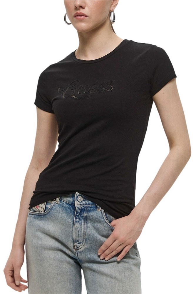 GUESS DOT LOGO R3 TEE T-SHIRT ΜΠΛΟΥΖΑ ΓΥΝΑΙΚΕΙΑ BLACK