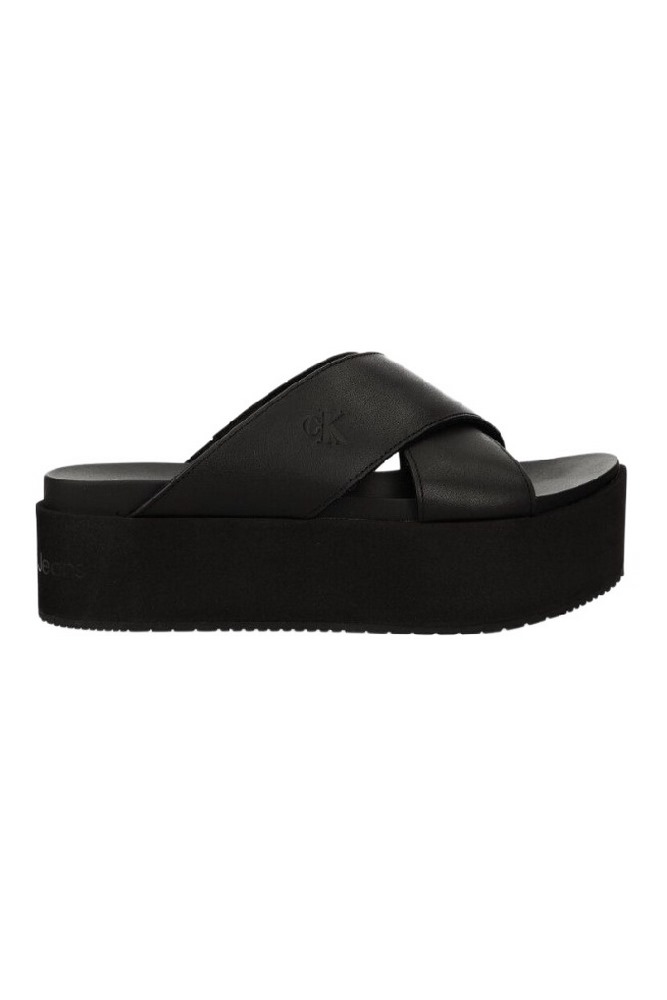 CALVIN KLEIN JEANS FLATFORM CROSS ΠΑΝΤΟΦΛΑ ΓΥΝΑΙΚΕΙΑ BLACK