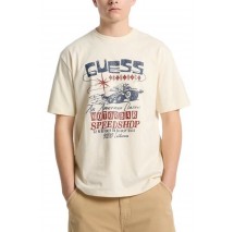 GUESS PRINTED MUSCLE TEE T-SHIRT ΜΠΛΟΥΖΑ ΑΝΔΡΙΚΗ ECRU