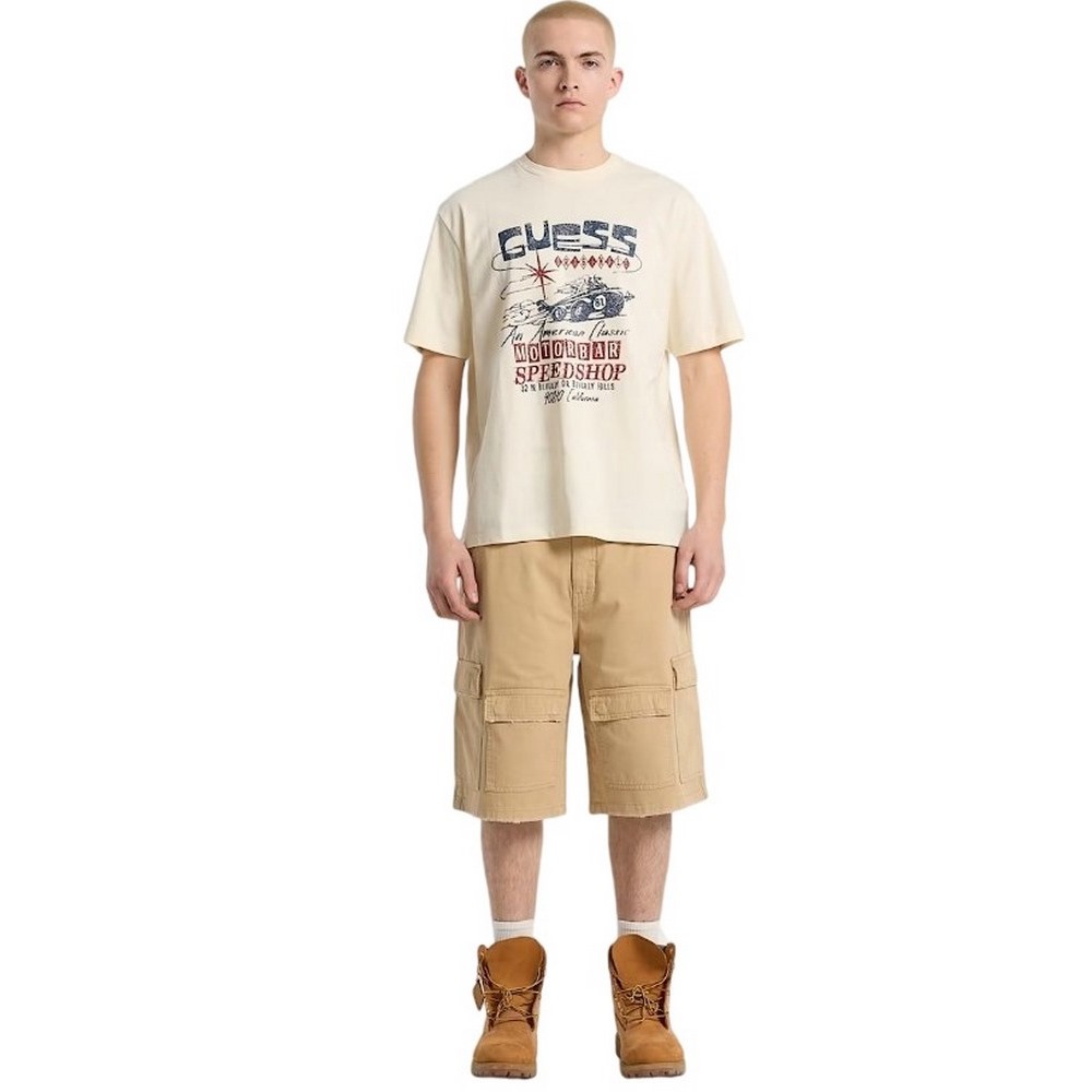 GUESS PRINTED MUSCLE TEE T-SHIRT ΜΠΛΟΥΖΑ ΑΝΔΡΙΚΗ ECRU