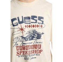GUESS PRINTED MUSCLE TEE T-SHIRT ΜΠΛΟΥΖΑ ΑΝΔΡΙΚΗ ECRU