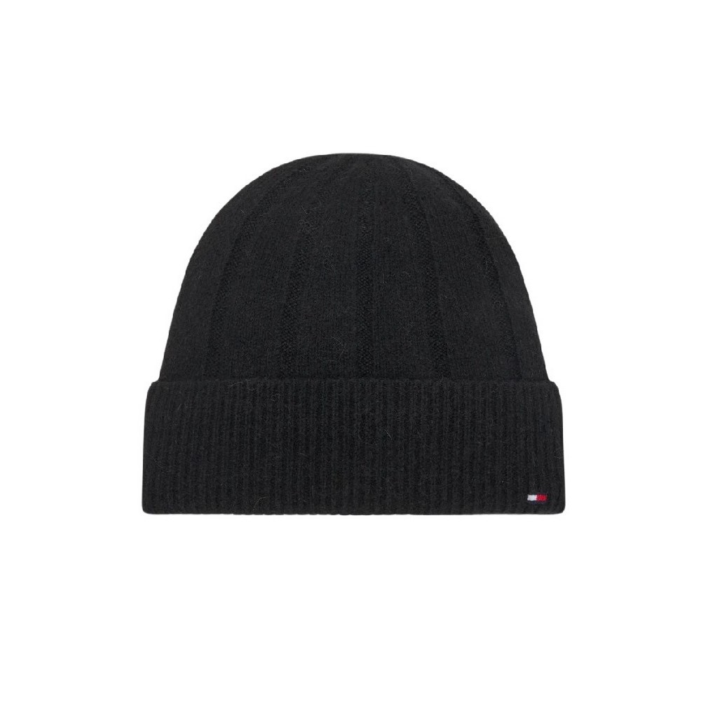 TOMMY HILFIGER FLAG FLUFFY BEANIE ΣΚΟΥΦΟΣ ΓΥΝΑΙΚΕΙΟΣ BLACK