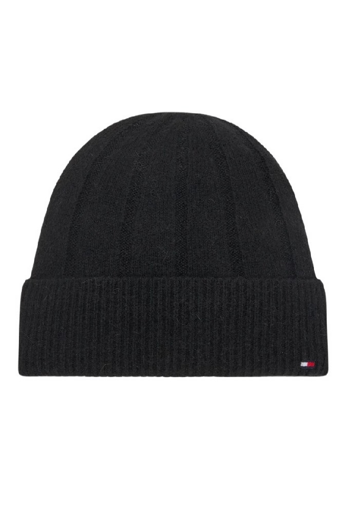TOMMY HILFIGER FLAG FLUFFY BEANIE ΣΚΟΥΦΟΣ ΓΥΝΑΙΚΕΙΟΣ BLACK