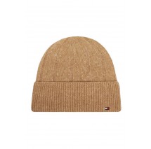 TOMMY HILFIGER FLAG FLUFFY BEANIE ΣΚΟΥΦΟΣ ΓΥΝΑΙΚΕΙΟΣ BROWN