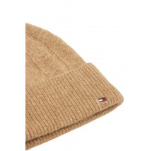 TOMMY HILFIGER FLAG FLUFFY BEANIE ΣΚΟΥΦΟΣ ΓΥΝΑΙΚΕΙΟΣ BROWN