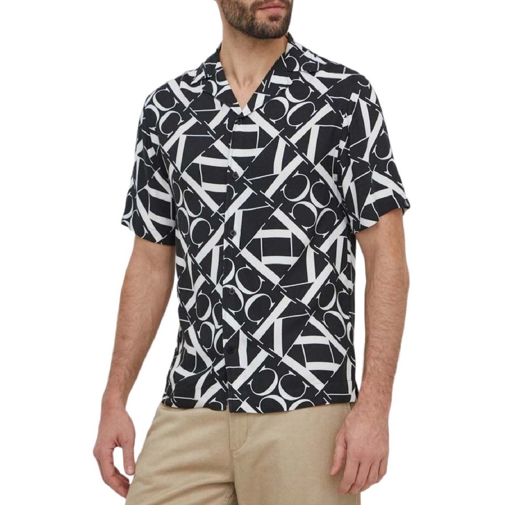 CALVIN KLEIN RESORT SHIRT-PRINT ΠΟΥΚΑΜΙΣΟ ΑΝΔΡΙΚΟ BLACK