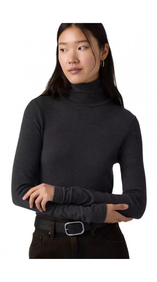 LEVIS SHEER LAYERING TURTLENECK ΜΠΛΟΥΖΑ ΜΑΚΡΥΜΑΝΙΚΗ ΓΥΝΑΙΚΕΙΑ ANTHRACHITE