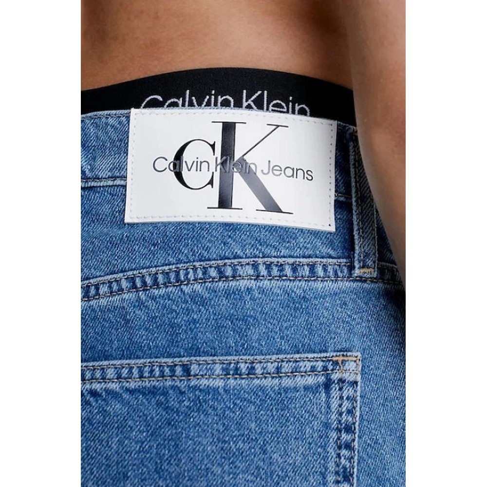CALVIN KLEIN JEANS BERMUDA MOM SHORT ΒΕΡΜΟΥΔΑ ΓΥΝΑΙΚΕΙΑ BLUΕ DENIM